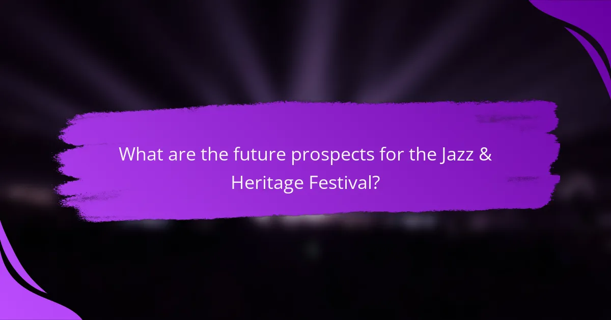 What are the future prospects for the Jazz & Heritage Festival?