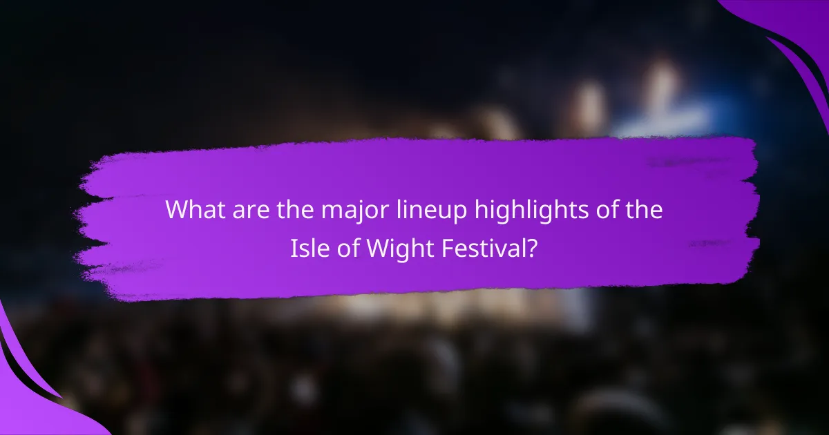 What are the major lineup highlights of the Isle of Wight Festival?